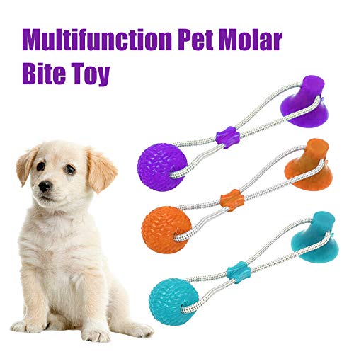 lzndeal Multifunction Pet Molar Bite Toy Chew Resistant Suction Cup Style Dog Ball Toy