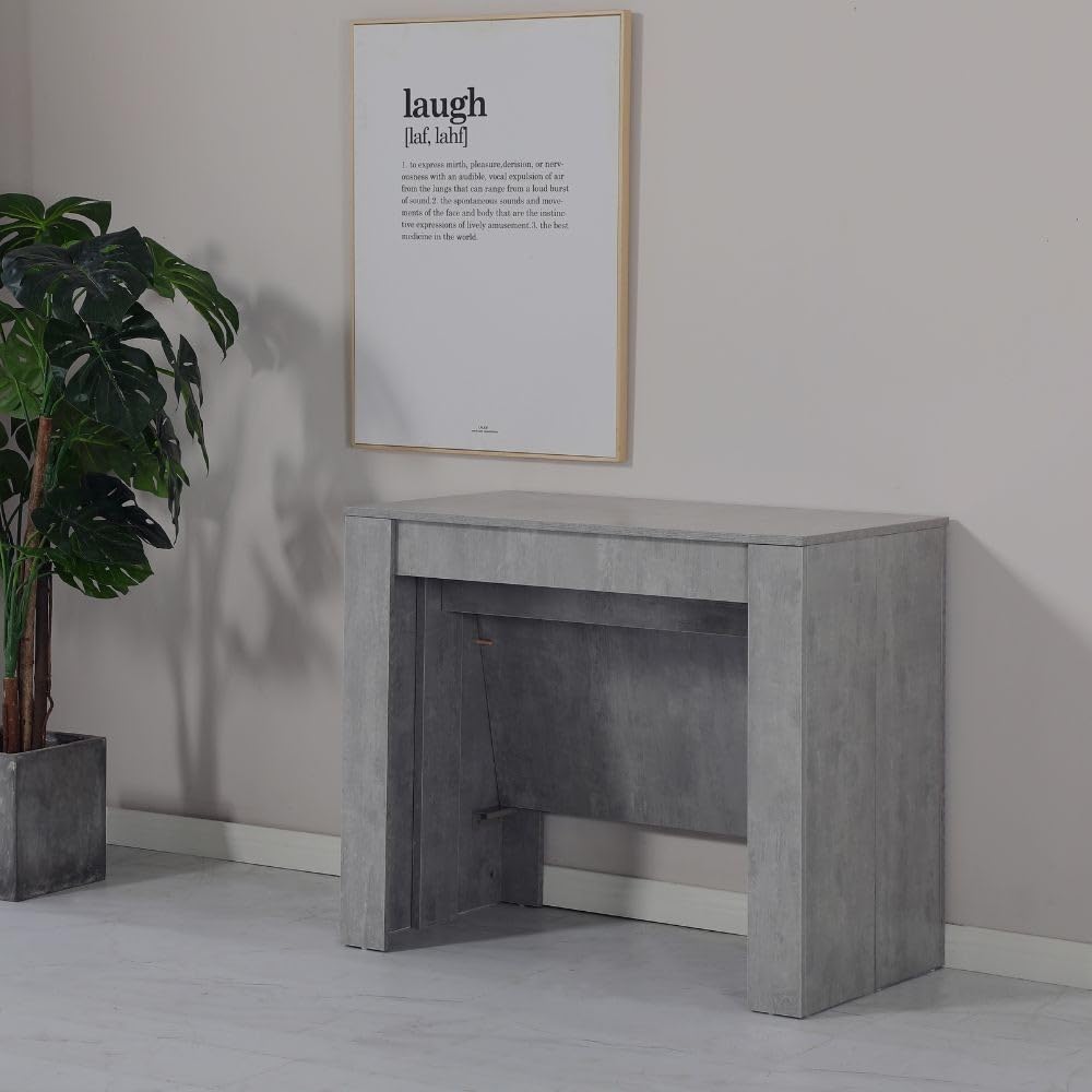 Consolle Allungabile 3 Metri Ingresso Design Moderno Dimensioni 50-300x90x76 cm Colore Grigio Cemento