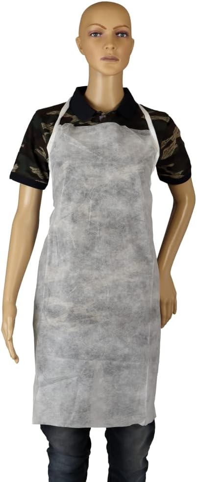 M's Solutions & Enterprises Multipurpose White Nonwoven Disposable Self Apron For Men Women 25 GSM, Size 25X32 Inches, Pack of 30