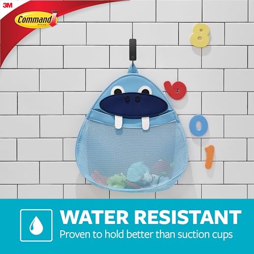 Command Bath Medium Hook, Matte Black - 1 Hook and 2 Water-Resistant Strips - Adhesive Strips for Damage Free Hanging - Image 5