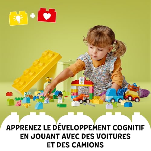 LEGO Duplo Classic La Boîte de Briques Voitures et Camions - Jouet Éducatif Garçon ou Fille dès 1 an - Jouet d'Éveil pour Bébé - Briques 1-2-3, 2 Figurines & 3 Véhicules sur Roues - Idée Cadeau 10439 LEGO Duplo Classic La Boîte de Briques Voitures et Camions - Jouet Éducatif Garçon ou Fille dès 1 an - Jouet d'Éveil pour Bébé - Briques 1-2-3, 2 Figurines & 3 Véhicules sur Roues - Idée Cadeau 10439