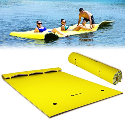 COSTWAY Tapis Flottant Idéal pour 3 à 5 Personnes avec Capacité de Charge de 300 KG Matelas Flottant pour Mer, Piscine et Lac 270 x 180 x 3,5 CM (Jaune)