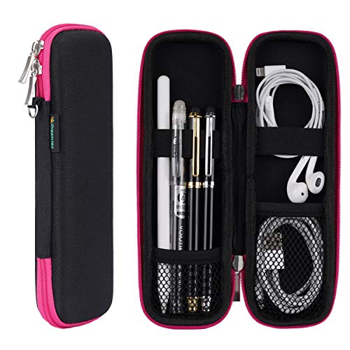 Apple Pencil Case Holder-Hard Shell Apple Pencil Holder-Slim Pencil Case for Apple Pencil,Fountain Pen,Ballpoint Pen,Stylus Pen-Black/Hot Pink