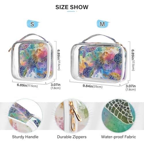 Clear Makeup Bag Approved Clear Travel Toiletry Bag with Zipper Waterproof Organizer Bags Transparent Cosmetic Pouch Traveling 2Pack Colorful Watercolor Sea Turtles4