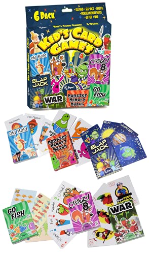 Regal Games - Kids Classic Card Games - Includes Old Maid, Go Fish, Slapjack, Crazy 8'S, War, And Silly Monster Memory Match- For Family Game Nights, Parties - Set Of 6 Games #TOP2