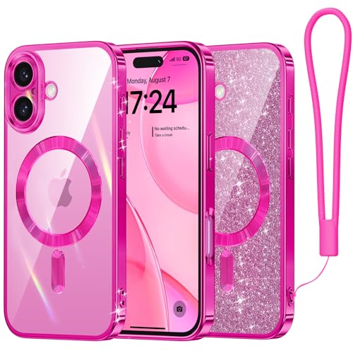 Coque rose iPhone 16 Plus paillettes pour sorties et soirées chic