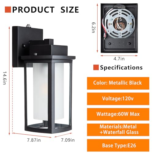 Image of JYZ Dusk to Dawn Outdoor Wall Sconce Lighting, Exterior Outdoor Wall Mount Lantern, Waterproof Anti-Rust Porch Light Fixture, Modern Contemporary Outside Lamp for House Front Door Garage Patio Deck
