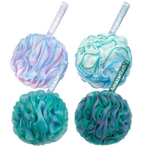 AmazerBath Loofah Sponge 75g Piece Exfoliating Bath Body Scrubber Loofa Set of 4 Flower - image 1