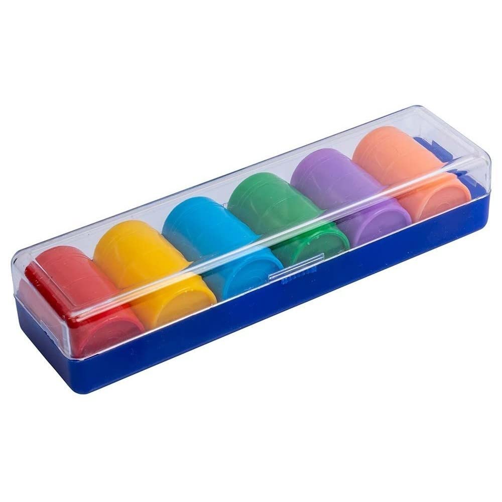 Falomir - Set de 6 Cubiletes de Plástico | Multicolor | con Caja de Plástico y 24 Fichas | 6 Dados Incluidos | Diversión y Entretenimiento | 2+ Jugadores (Edad +4)