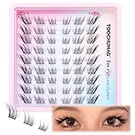 TOOCHUNAG Cat Eye Lashes Natural Individual Eyelashes 14mm Fox Eye Lash Clusters CC Curl Left Right Wispy Eyelash Clusters Russian False Lashes