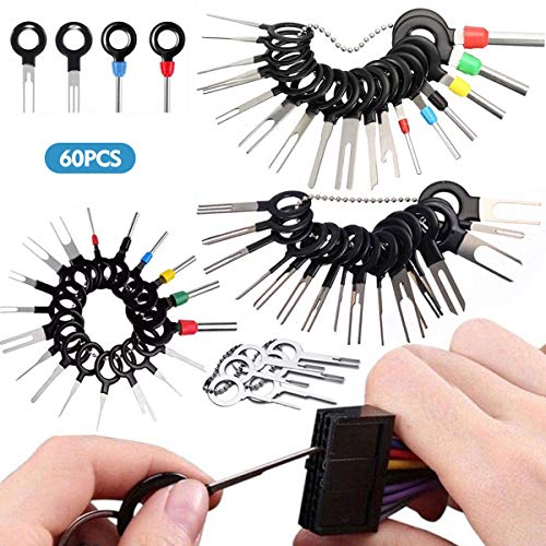Ejector Kit,Terminal Removal Car Key Tool Wiring Connector Pin Release Extractor, Terminal Pin Removal Tool Kit(60PCS)