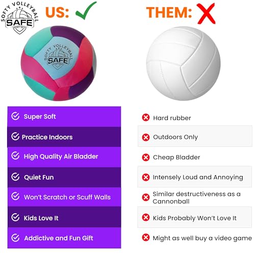 Image of Softy Volleyball - Super Soft Designed for Pain-Free Play - Awesome Kids Indoor Ball with a Realistic Feel and Bounce - Perfect Ball for House