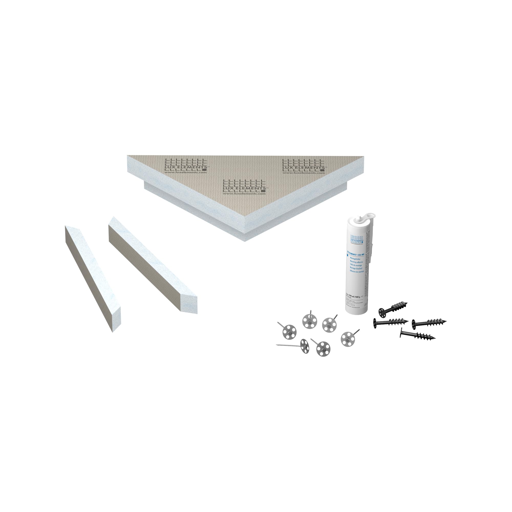 Banquette de douche d'angle suspendue 61x43cm banc mousse dure prêt à carreler