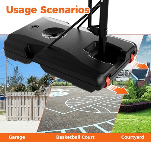 Image of AWII SPORT Basketball Hoop 44 Inch Backboard Protable Basketball Hoop Outdoor, 4.8-10ft Height Adjustable Basketball Goal System for Kids Youth Adults Play in Backyard /Courts /Indoor