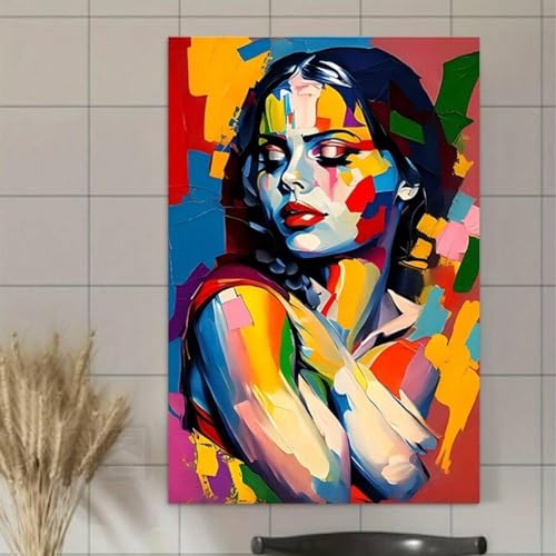 Tableau portrait coloré sur toile pour rompre la monotonie d'un salon peinture femme