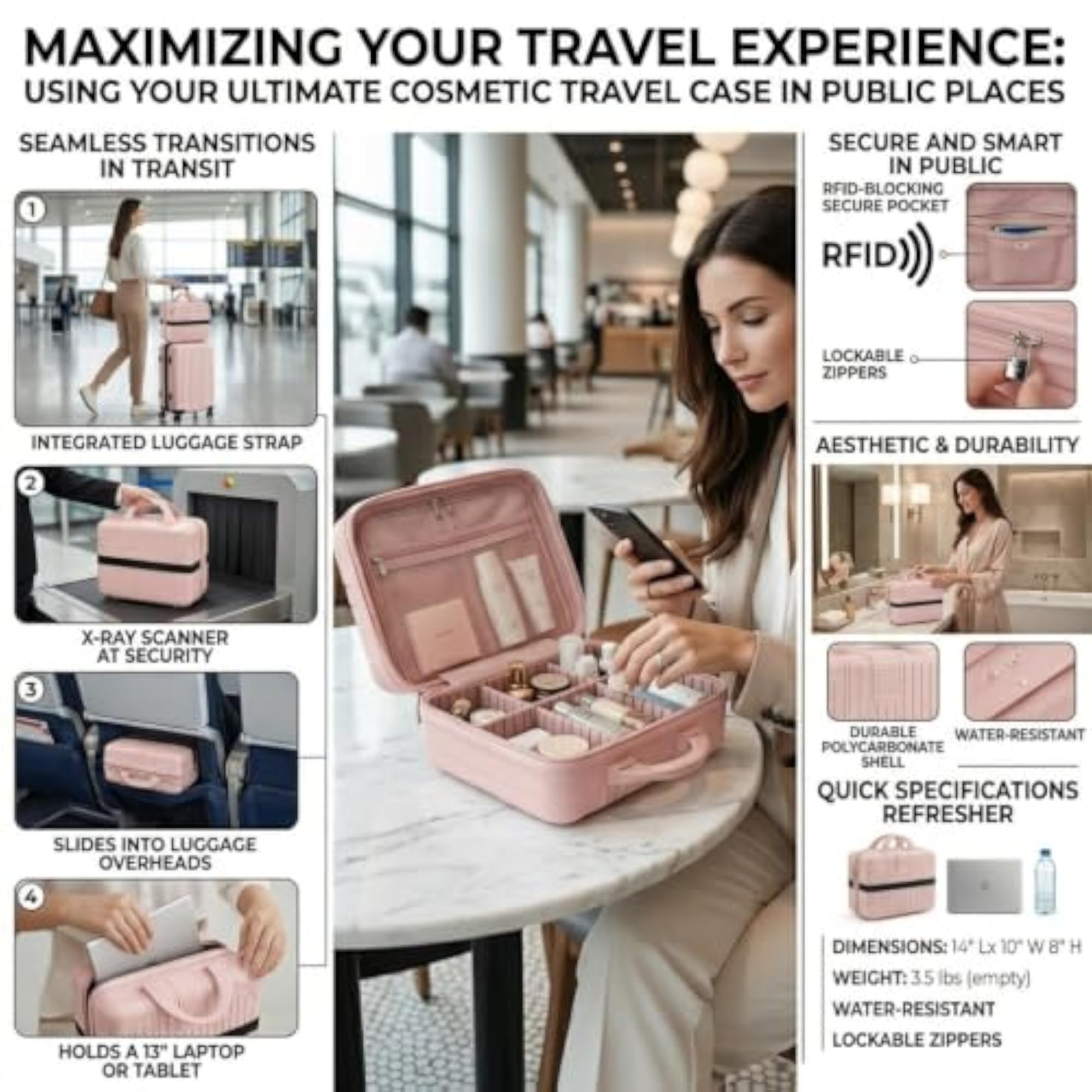 Large Makeup Vanity Bag for Women, Professional Organizer