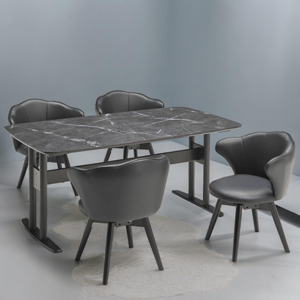 Amazon｜ダイニングテーブル 155テーブル 石目調 回転式チェア