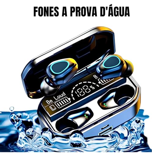 Fone de Ouvido Premium Sem fio Bluetooth 5.1 TWS Sem Fio - Som Hi-Fi Graves Potentes, Visor LED Micr