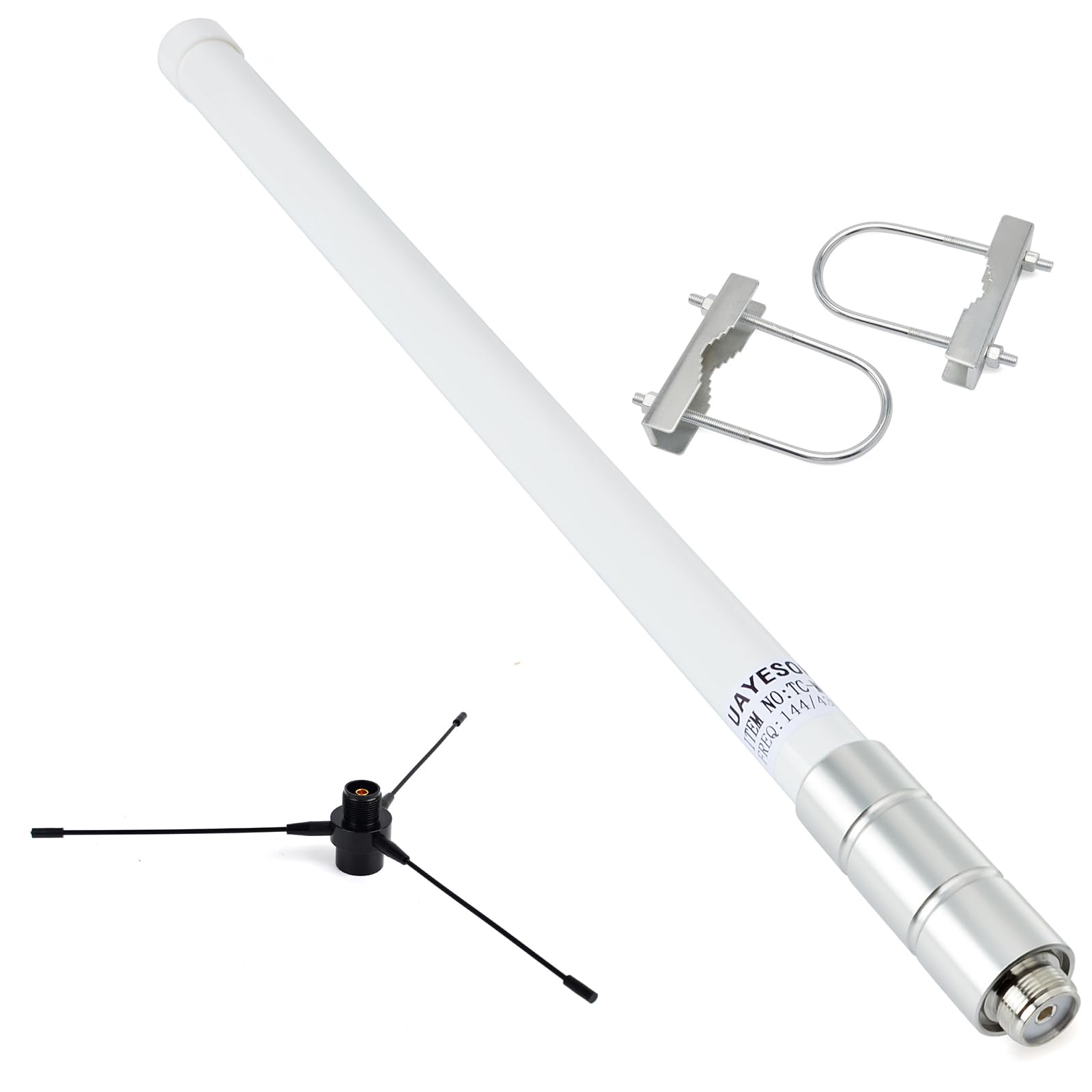 UHF Fiberglass Antenna with Ground Plane Kit, 400-470mhz GMRS Base Antenna, 17 inches SO239 Connector for Ham Radio Scanner, Device Repeater, Mobile Transceiver
