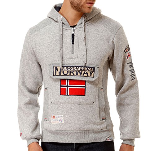 Geographical Norway   Sudadera con capucha Gymclass para hombre con cremallera de medio cuerpo   Anapurna, B Gray gris luminoso (ral 7035) L