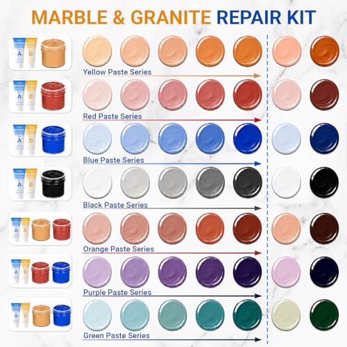 Image of Marble Countertop Repair Kit, 160g /5.64oz Tile Repair Kit for Granite Quartz Acrylic Ceramic Stone and Fill Hole Chips Crack Scratches Dents, Reattaches Missing Edges on Countertops (Color Match)