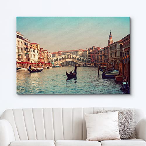 Wall26 - Canvas Prints Wall Art - Rialto Bridge And Gondolas In Venice. | Modern Wall Decor/Home Decoration Stretched Gallery Canvas Wrap Giclee Print. Ready To Hang - 16" X 24" #TOP1