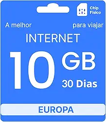 Chip Internacional Europa, Franquia 10GB - 30 Dias