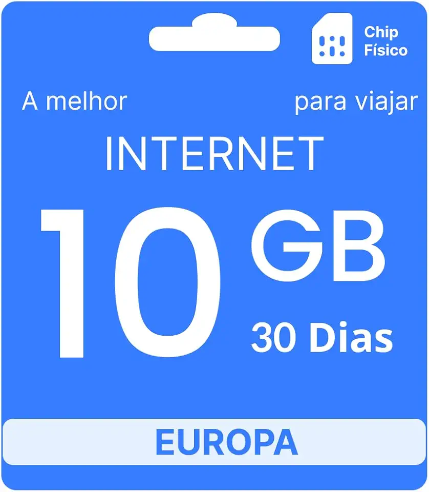 Chip Internacional Europa, Franquia 10GB - 30 Dias
