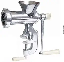 Moedor de Carne em Alumínio Fundido, Manual com Morsa, Tamanho 12, Prateado, 23 x 9,5 x 16 cm, Desmontável para Fácil Limpeza