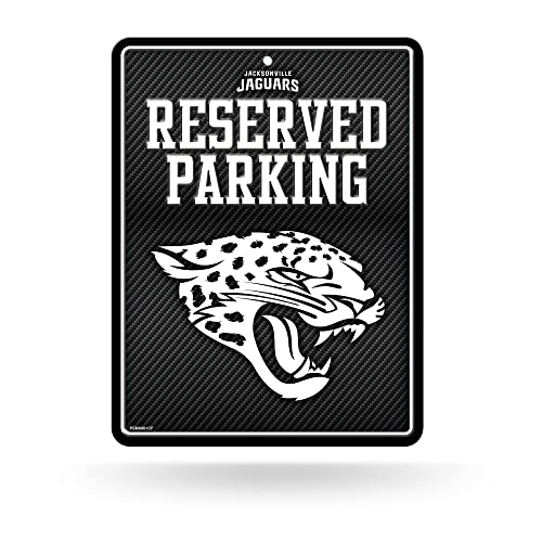 Rico Industries NFL Football Jacksonville Jaguars Carbon Fiber 8.5" x 11" Carbon Fiber Metal Parking Sign - Great for Man Cave, Bed Room, Office, Home Décor