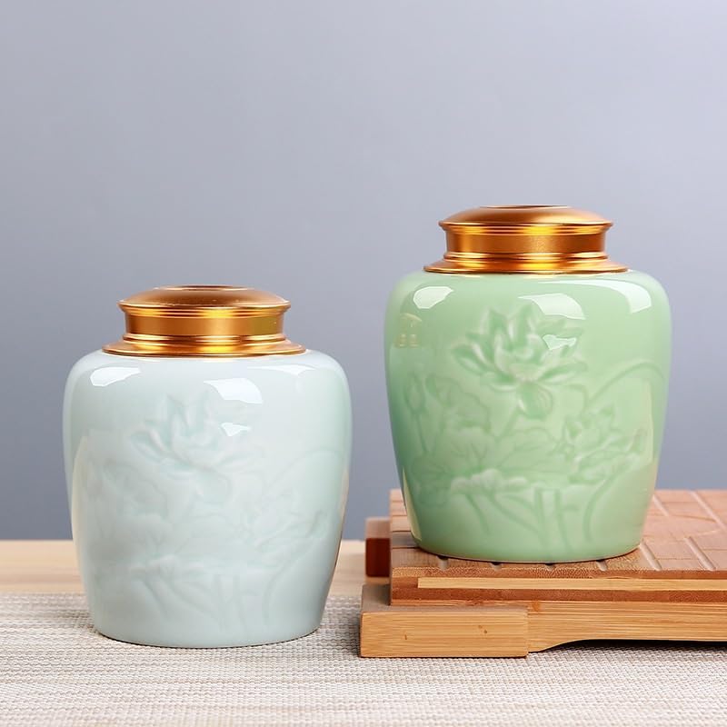 Pojemnik na herbatę, pojemnik ceramiczny, Herbata Celadon, puszka z czarną herbatą, zielona herbata, słoik zamknięciem, butelka na leki, ceramiczna, pojemnik herbatę