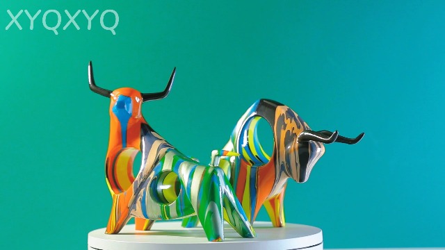 Amazon.com: XYQXYQ Resin Painted Bull Statue, Abstract