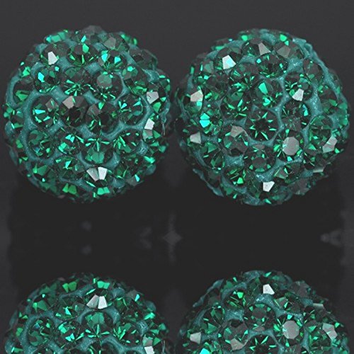 RUBYCA Pave Czech Crystal Disco Ball Clay Beads fit Shamballa Jewelry (100pcs, 12mm, Emerald Green), Dark Emerald - Image 4