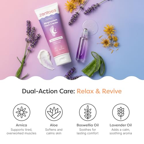 ZenToes Magnesium Cream with Arnica | Relaxation Support & Moisturizing Foot Cream for Legs & Calves | Magnesium Lotion for Feet & Sleep Support | Relaxing Nighttime Foot Balm | 4.2oz - Image 5