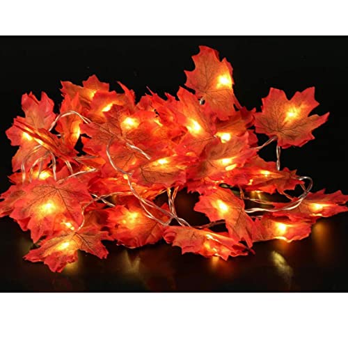 Guirnalda de otoño iluminada Decoración de Acción de Gracias, Guirnalda con pilas Hojas de arce con luces, Cadena de luces de otoño de boda Decoración para el hogar Decoraciones para interiores y ext