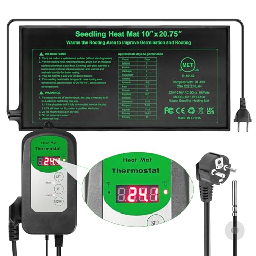 RC SLL Ensemble de Tapis Chauffant et Thermostat pour semis, 10 