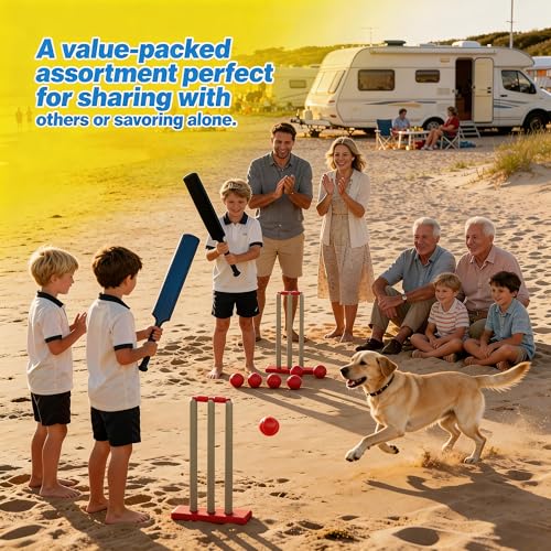 Solrowasun 2 Pack Beginner Cricket Sets Plastic 2 x 23.22 Bat, 4 Balls Allowing Up to 2 Players Beach Backyard Sports Game