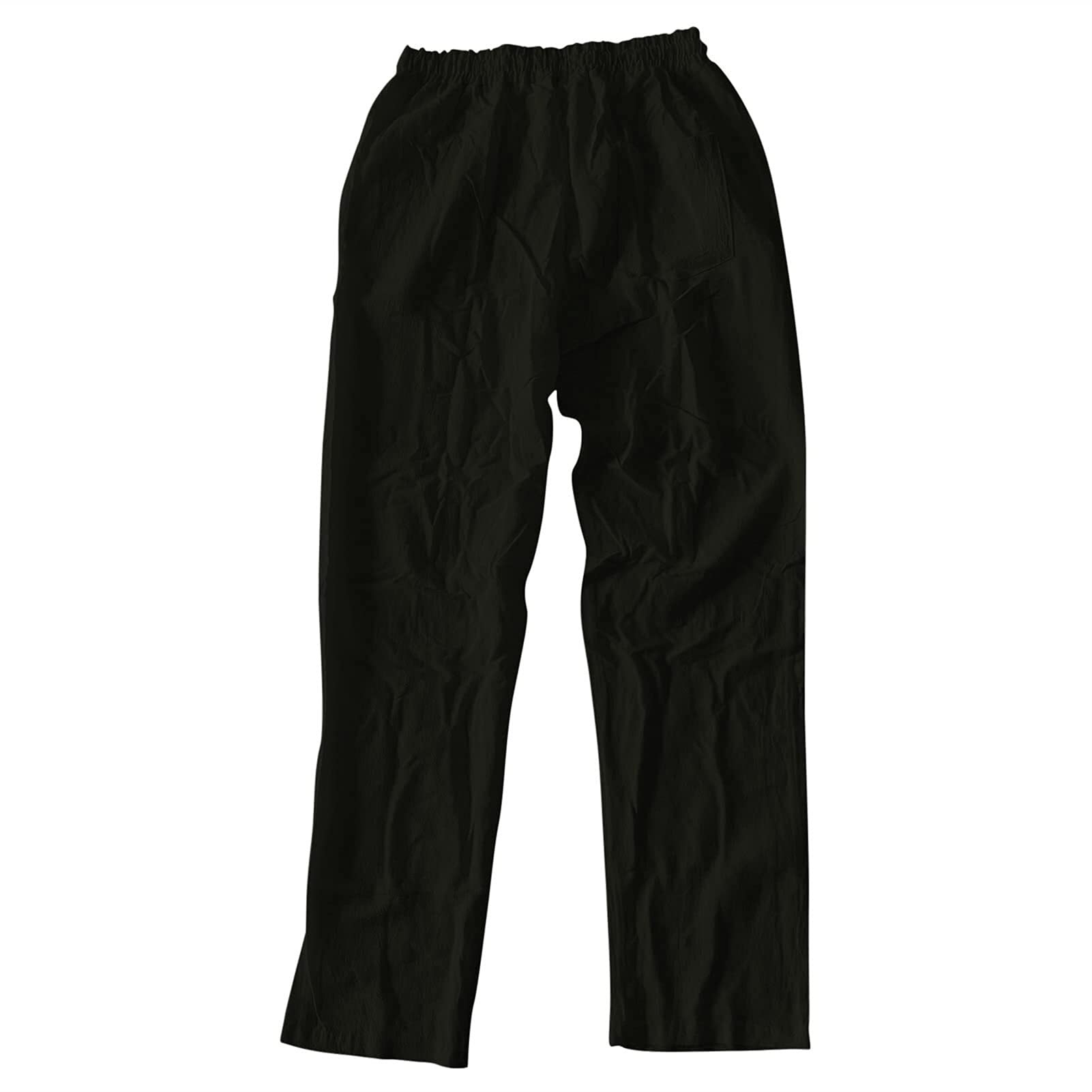 SHENGFU Pantaloni di Lino da Uomo, Lunghi, Leggeri E Ariosi, Pantaloni Estivi Eleganti, vestibilità Ampia, Pantaloni for Il Tempo Libero, Pantaloni Estivi Lunghi E Larghi (Color : Noir, Size : L)