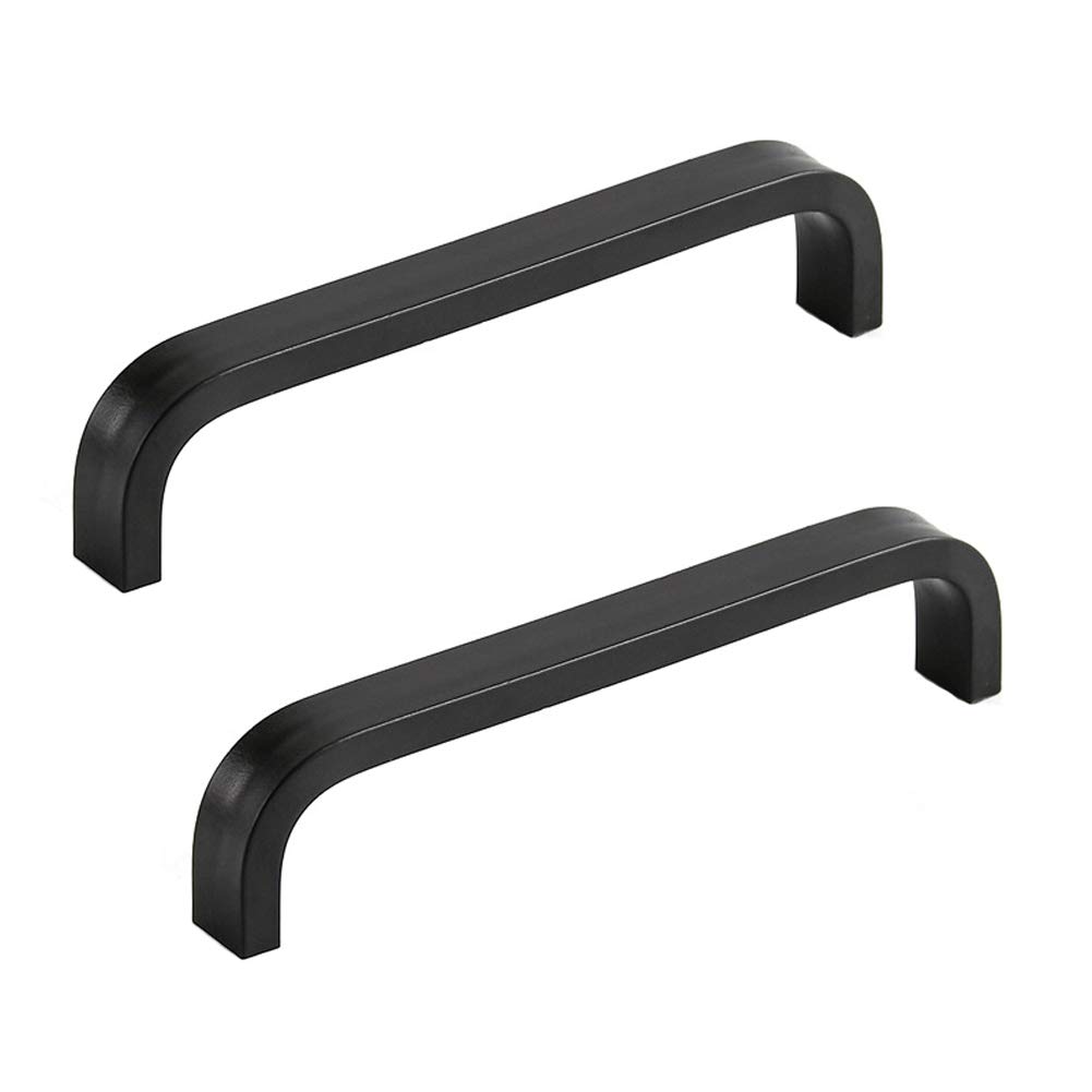 Ansiedio Black 2Pcs Aluminum Alloy Cabinet Cupboard Closet Wardrobe Door Drawer Knobs Pull Handles (128Mm)