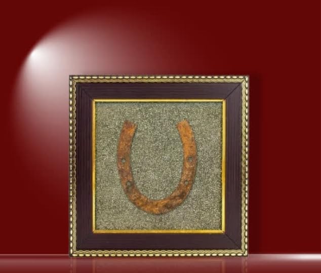 Ghode Ki Naal on Raw Pyrite Frame | Vastu Decorative Item for Home & Office | Attracts Wealth, Luck & Prosperity | Home Decor & Wall Decor Items for Living Room | Gift for Man & Woman
