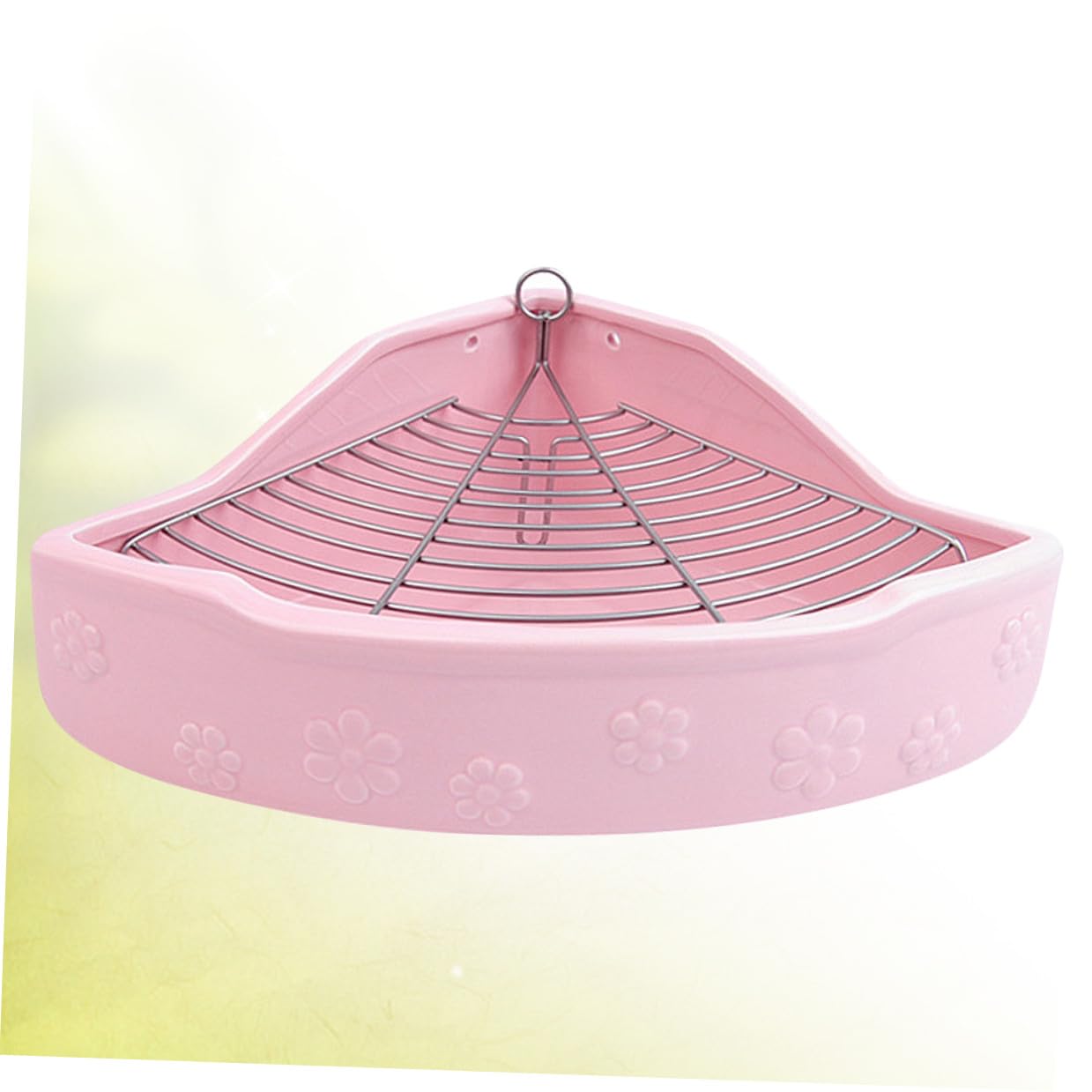 Praktische Rosa Keramik Haustiertoilette für Kaninchen und Kleine Haustiere Bissfest und Kippsicher mit Dreieckiger Form für Platzsparendes Training