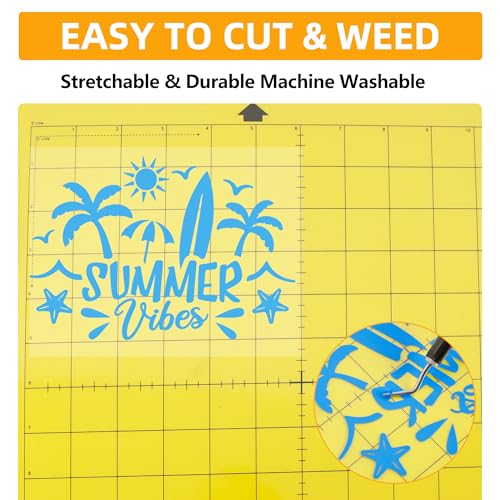 Image of FUNKAKA Heat Transfer Vinyl Bundle, 12 Rolls 12 inch x 5ft HTV Vinyl | 12 Assorted Colors Glossy Adhesive Iron On Vinyl for All Cutter Machines Easy to Cut & Weed for Heat Vinyl Design