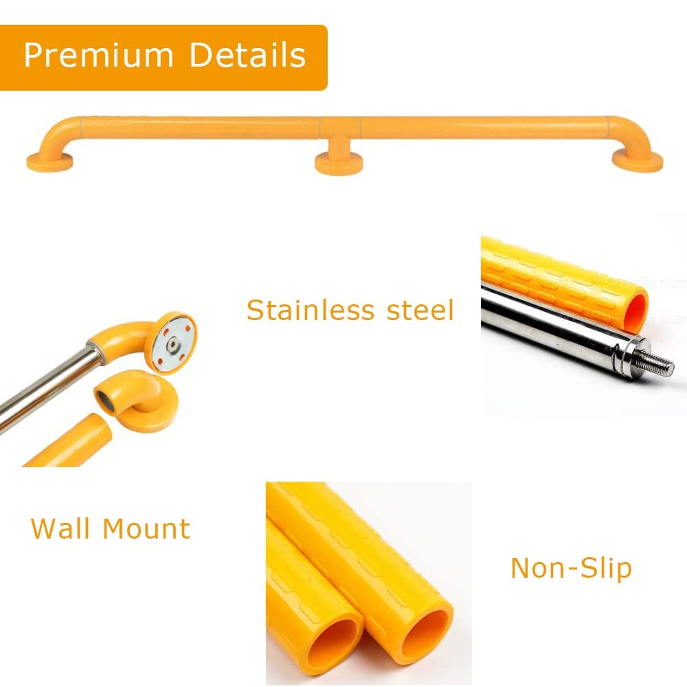 3m / 2m / 1m Barandilla De Escalera Pasamanos De Pared PVC Barandilla Montada De Acero Inoxidable Pasamanos De Escalera De Tubo Amarillo Barandilla De Seguridad Baños (Size : 150cm)