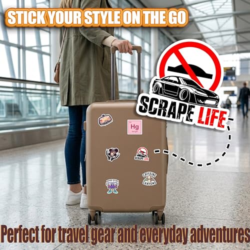 Image of 3PCS Scrape Life Car Stickers, Lowered Stance Car Waterproof Vinyl Decals Up to 3 inch for Bumper Truck Laptop Toolbox, Funny Car Guy Gift