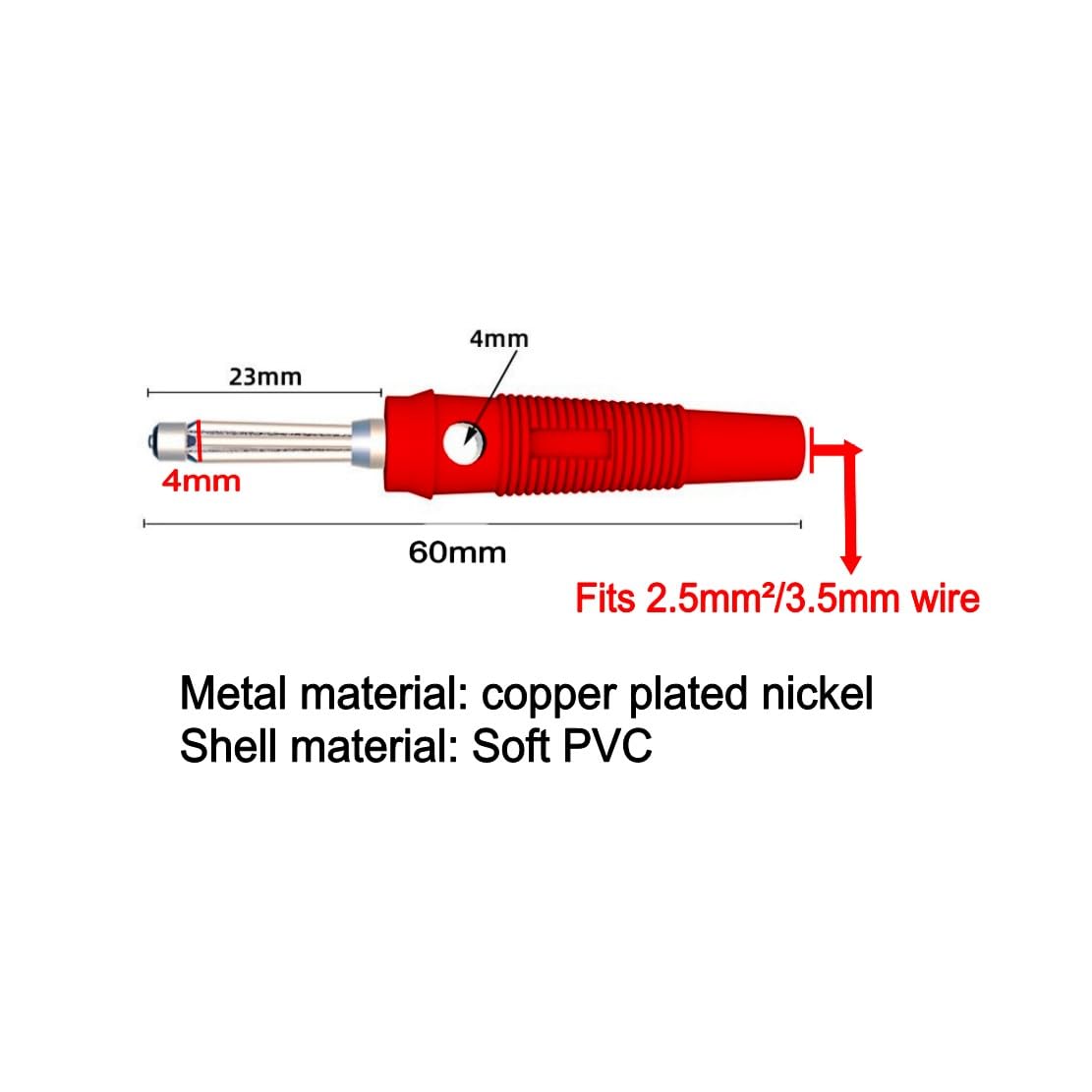 10 Pezzi 4mm 7Pin Banana Plug Rame 1000V 32A Impilabile Maschio Spine Con Manicotto Morbido Vite Stretta Rosso 95018117 - Foto 9