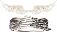 Yocoyee Angel Hug Wings Ring - Adjustable Retro Copper Feather Ring for Women Men, Lovers Protection Gift