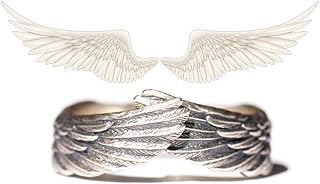 Yocoyee Angel Hug Wings Ring - Adjustable Retro Copper Feather Ring for Women Men, Lovers Protection Gift