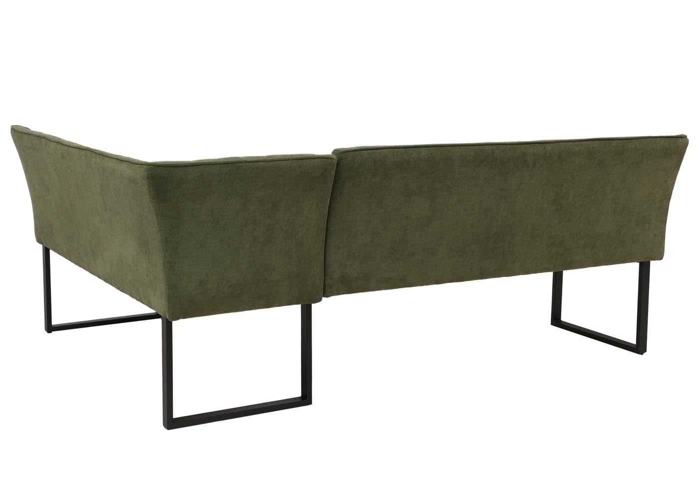 Banco de esquina HWC-O82, banco de comedor, Öko-Tex (310 g/m²), tela de chenilla, textil y metal, 210 x 159 cm, color verde