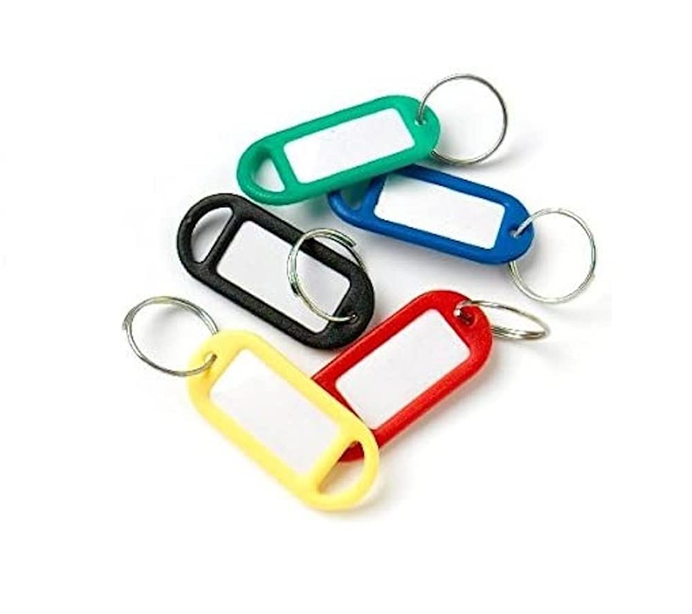 Merriway Multi Colour Bh04922 (7 Pcs) Assortment Of Key Ring Luggage Tags With Labels, Assorted Colours - Pack Of 7 Pieces