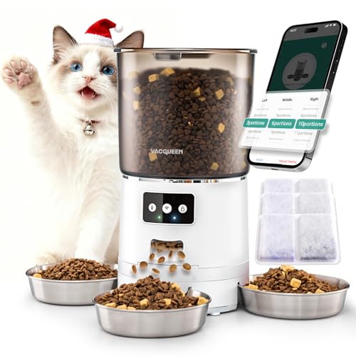 Automatic Cat Feeder for 3 Cats, 6L/25 Cup Cat Food Dispenser with Strong Anti-Jam System, Dual-Effect Desiccant, Smart WiFi App Control Pet Feeder, Automatic Dog Feeder for Cats and Small Dog